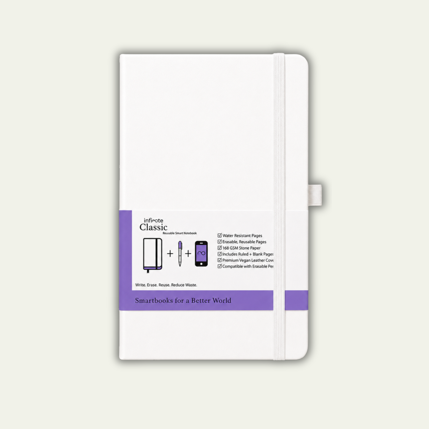 Classic White Reusable Smart Notebook : Sustainable Note-Taking Solution 📓💚
