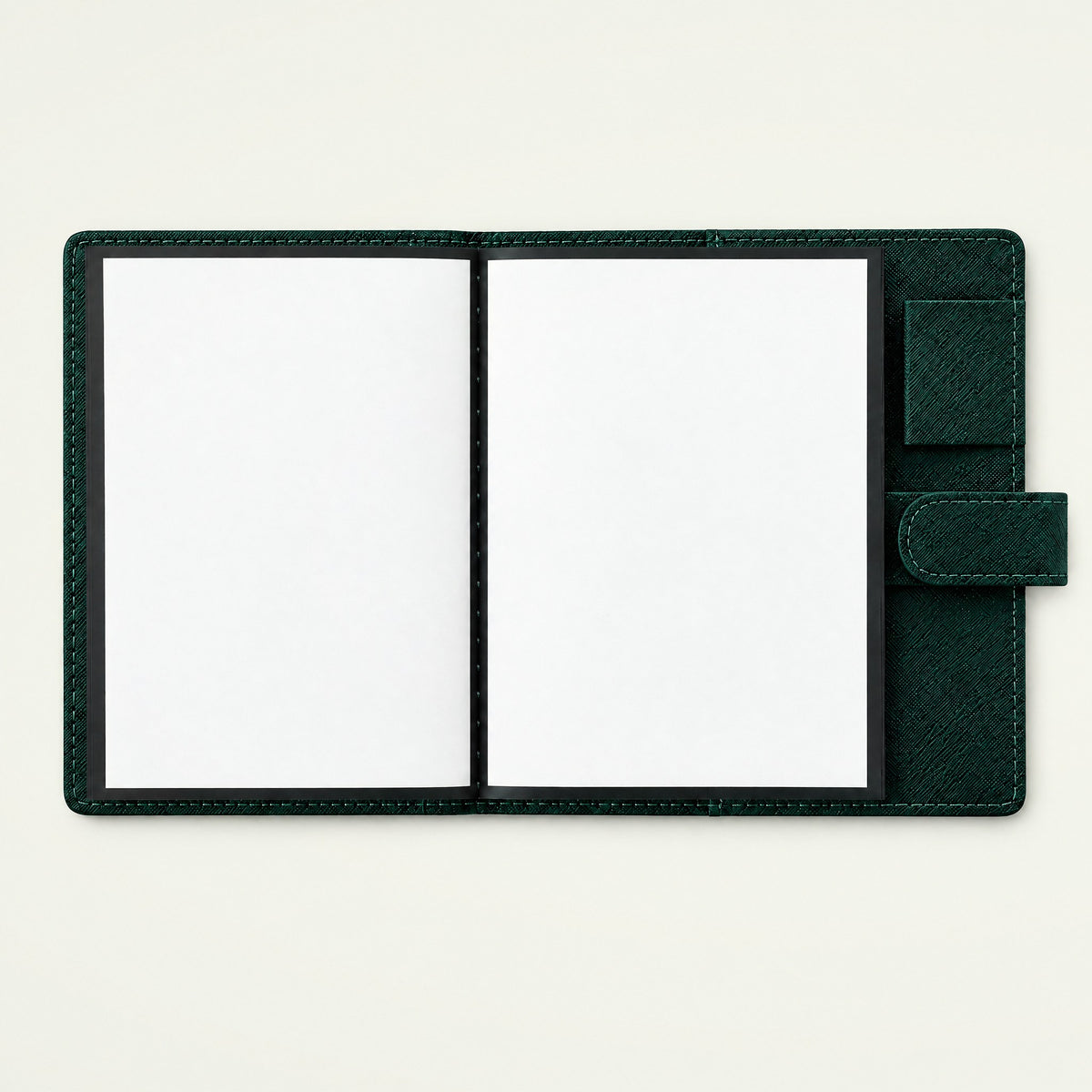 Infinote Field Journal Reusable Stone Paper AI Smart Notebook – Dark Green, open, blank pages