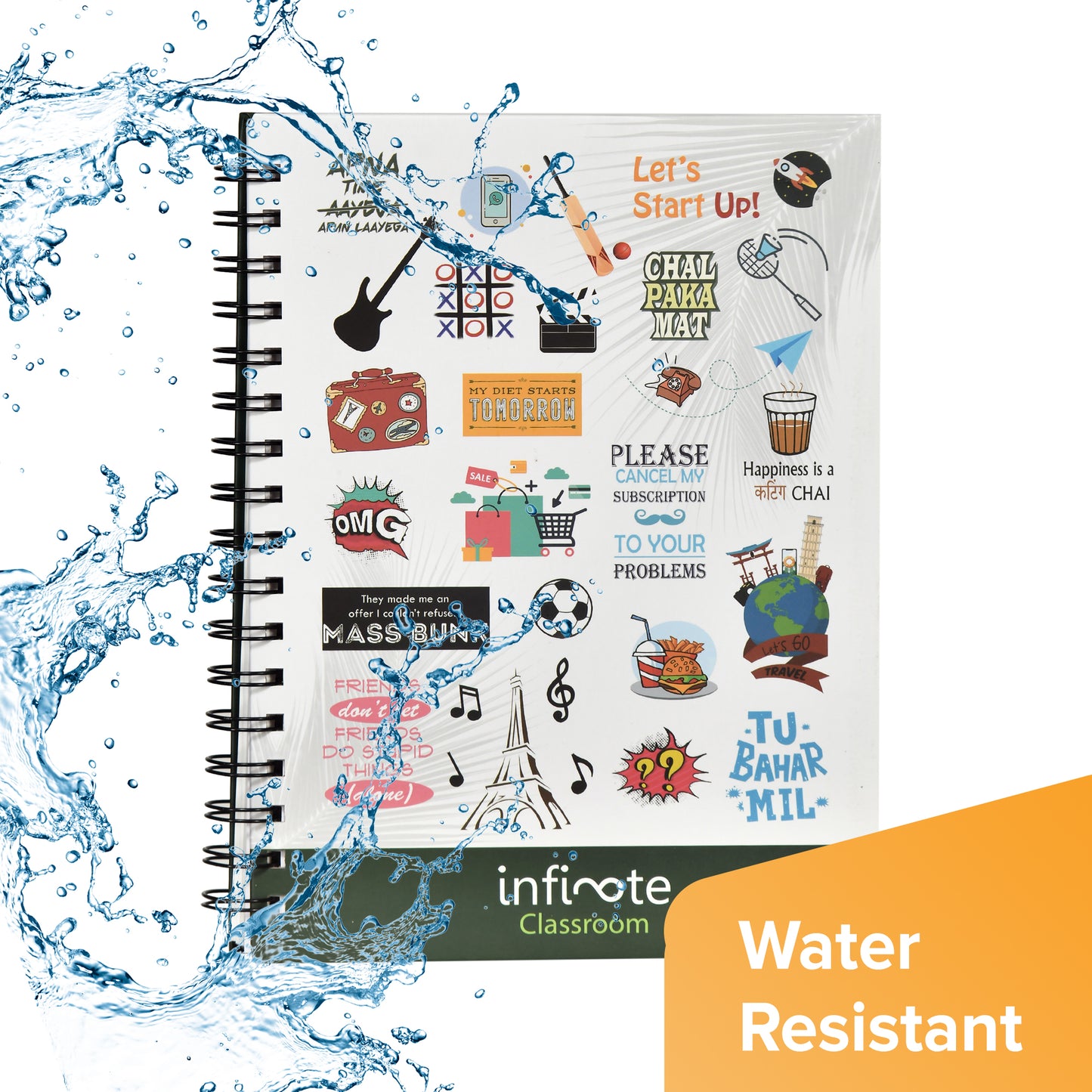 Infinote Classroom 5 Subject Reusable Stone Paper Smart Notebook - Includes 1 Erasable Pen
