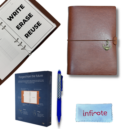 Infinote Hustle Reusable Stone Paper Smart Notebook and Planner B5 Cover with A5 Pages, Planner, Ruled & Unruled Sections, Eco-Friendly & Erasable, Ideal for Notes, Goals, & Organization ( 96 Pages | 48 Sheets | 48 Sides, Tan Brown,71)