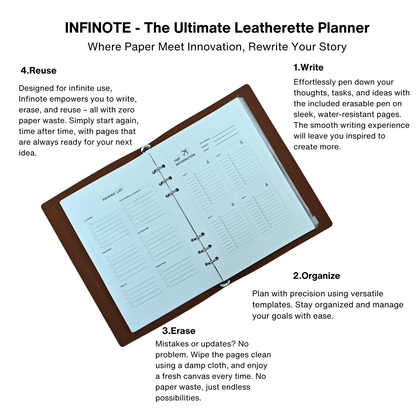 Infinote Hustle Reusable Stone Paper Smart Notebook and Planner B5 Cover with A5 Pages, Planner, Ruled & Unruled Sections, Eco-Friendly & Erasable, Ideal for Notes, Goals, & Organization ( 96 Pages | 48 Sheets | 48 Sides, Tan Brown,71)