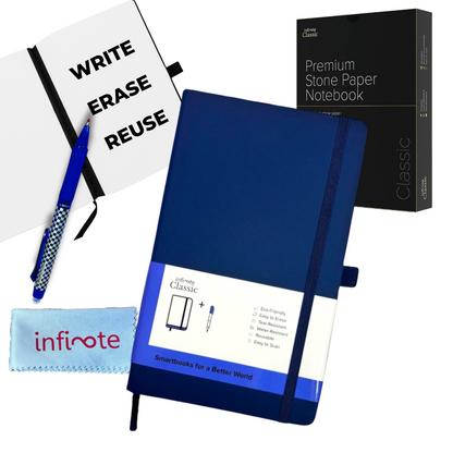 Classic Lite Navy Blue Reusable Smart Notebook : Sustainable Note-Taking Solution