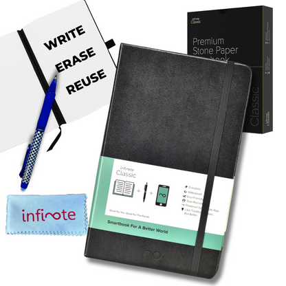 Classic Lite Black Reusable Smart Notebook : Sustainable Note-Taking Solution