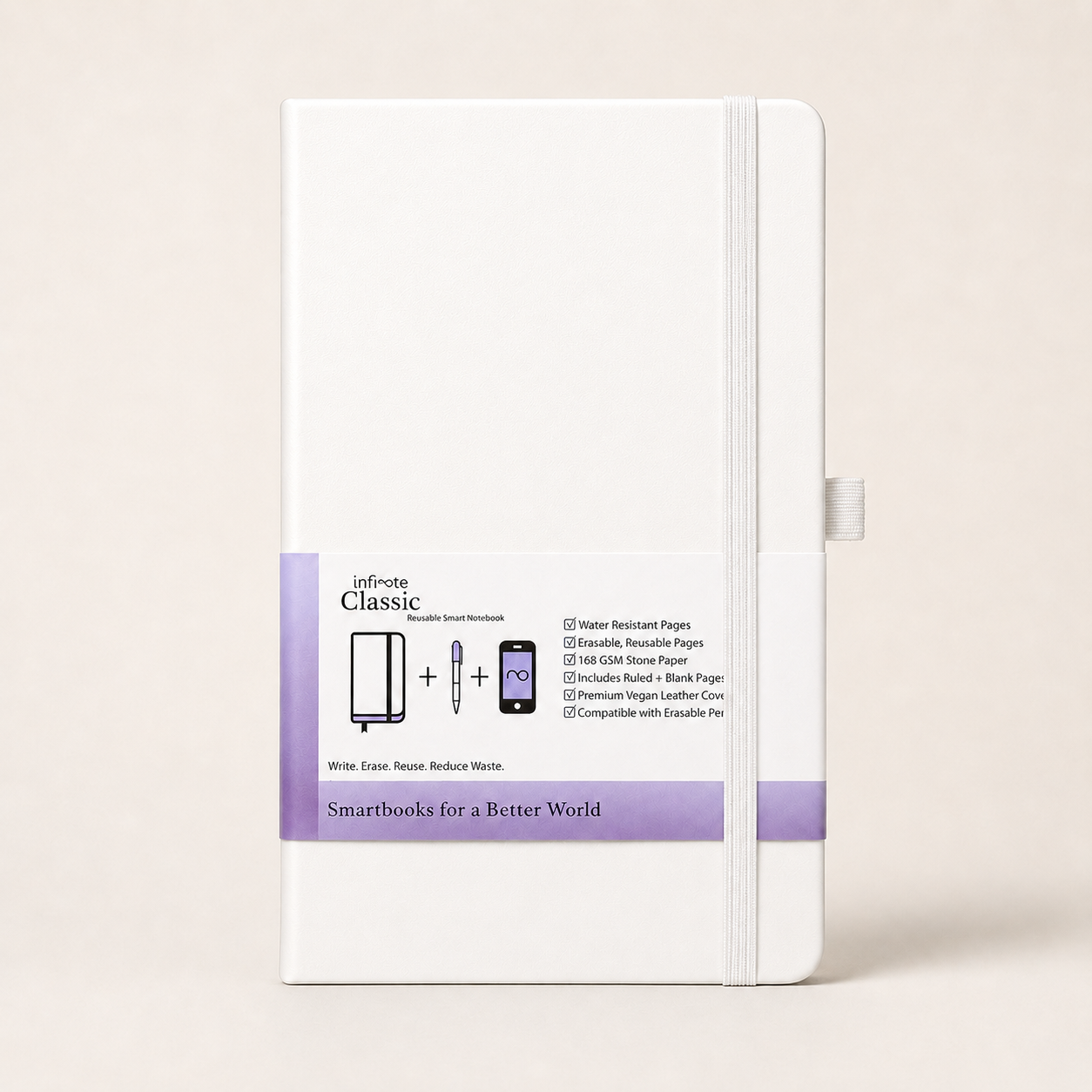 Classic Lite White Reusable Smart Notebook : Sustainable Note-Taking Solution 📓💚