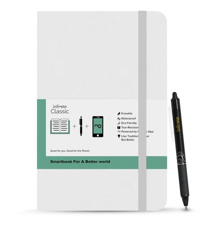 Classic Lite White Reusable Smart Notebook : Sustainable Note-Taking Solution 📓💚