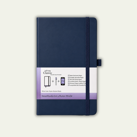 Classic Lite Navy Blue Reusable Smart Notebook : Sustainable Note-Taking Solution
