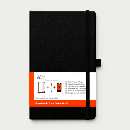Infinote Classic Signature Black — AI-Ready Reusable Stone Paper Notebook