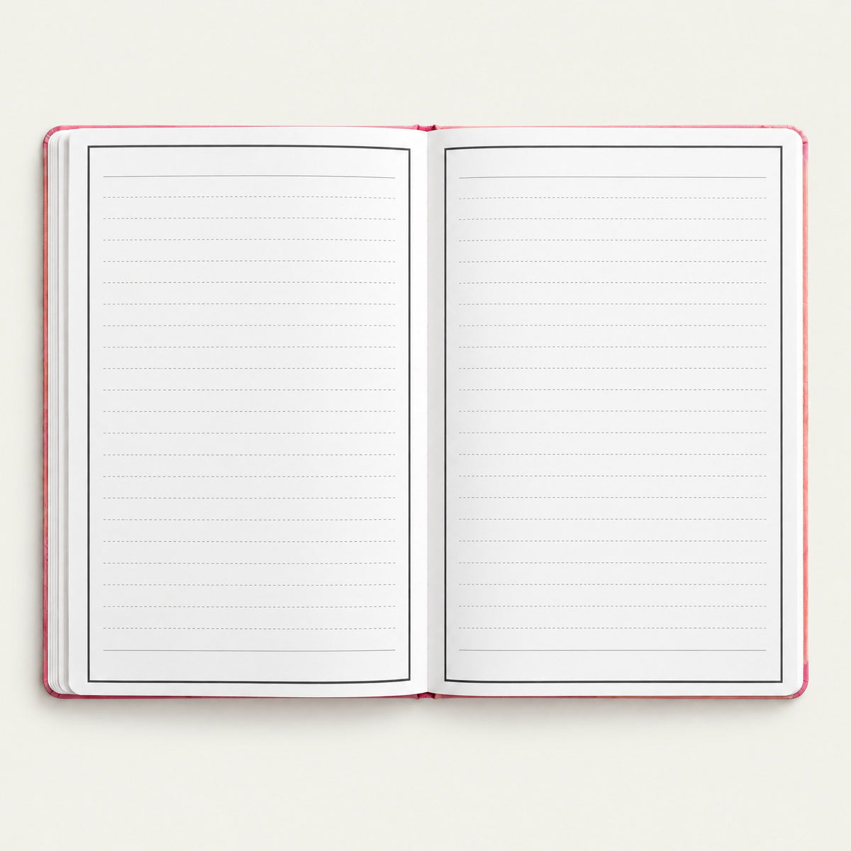 Infinote Classic Reusable Stone Paper AI Smart Notebook – Baby Pink, open, ruled and blank pages