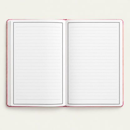 Infinote Classic Reusable Stone Paper AI Smart Notebook – Baby Pink, open, ruled and blank pages