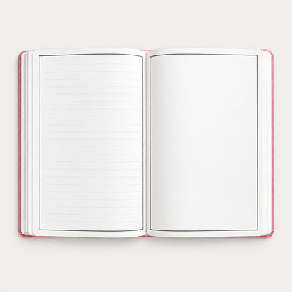 Infinote Classic Reusable Stone Paper AI Smart Notebook – Baby Pink, open, ruled pages