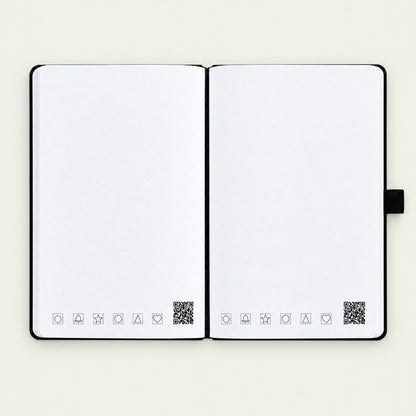 Infinote Classic Reusable Stone Paper AI Smart Notebook – Black, open, blank pages