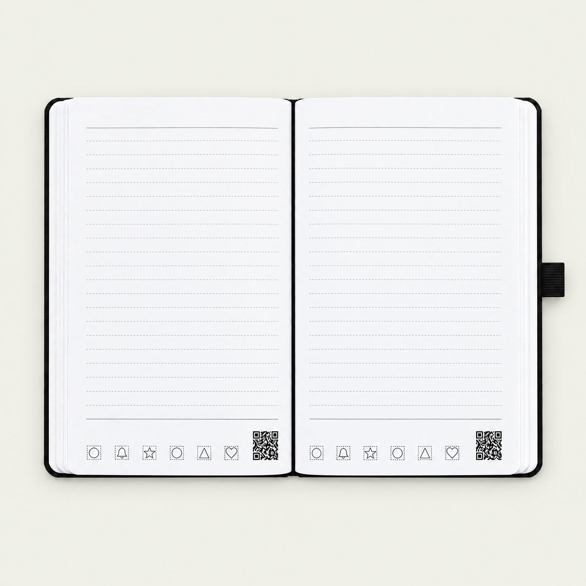 Infinote Classic Reusable Stone Paper AI Smart Notebook – Black, open, ruled pages