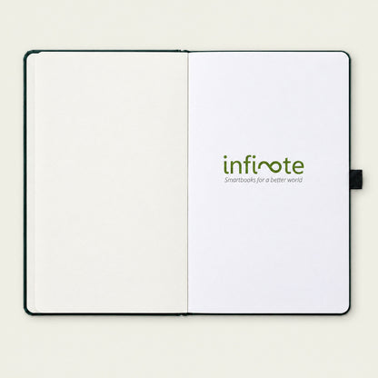 Infinote Classic Reusable Stone Paper AI Smart Notebook – Dark Green, branding page