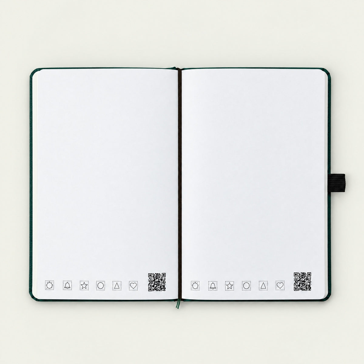 Infinote Classic Reusable Stone Paper AI Smart Notebook – Dark Green, open, blank pages
