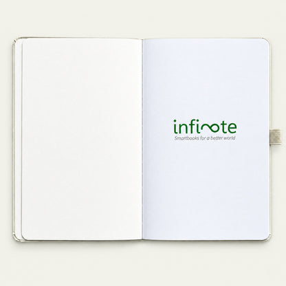 Infinote Classic Reusable Stone Paper AI Smart Notebook – Ivory, branding page