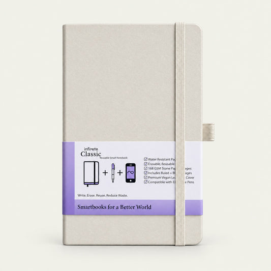 Infinote Classic Reusable Stone Paper AI Smart Notebook – Ivory, front view