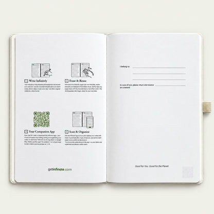 Infinote Classic Reusable Stone Paper AI Smart Notebook – Ivory, instructions page