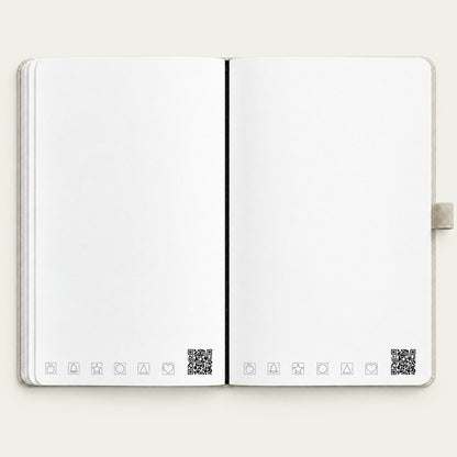 Infinote Classic Reusable Stone Paper AI Smart Notebook – Ivory, open, blank pages