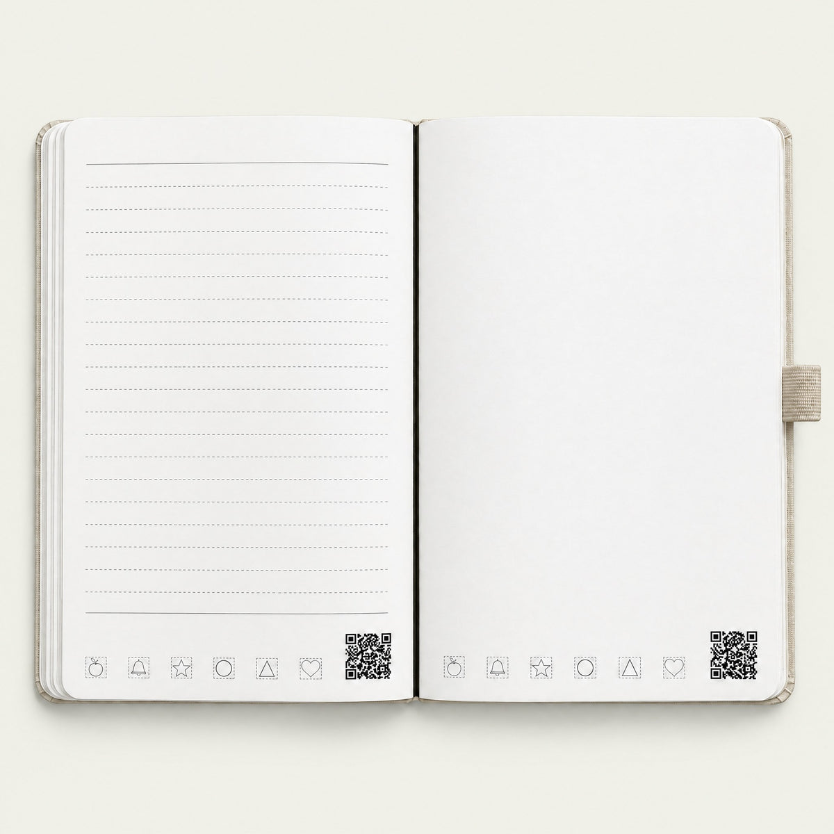 Infinote Classic Reusable Stone Paper AI Smart Notebook – Ivory, open, ruled and blank pages