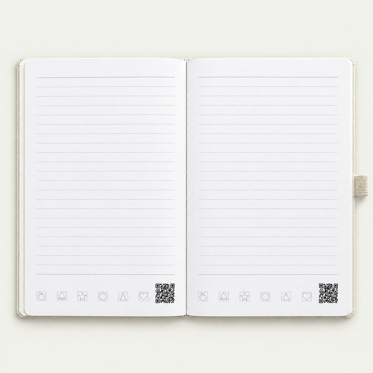 Infinote Classic Reusable Stone Paper AI Smart Notebook – Ivory, open, ruled pages