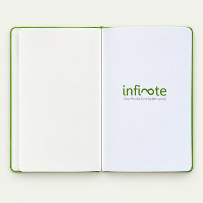 Infinote Classic Reusable Stone Paper AI Smart Notebook – Lime Green, branding page