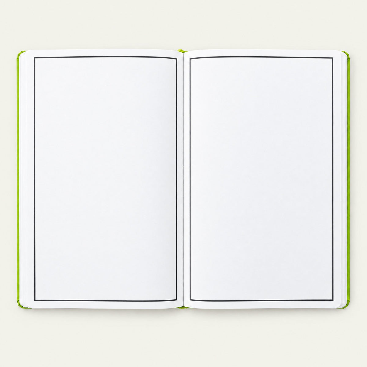 Infinote Classic Reusable Stone Paper AI Smart Notebook – Lime Green, open, blank pages