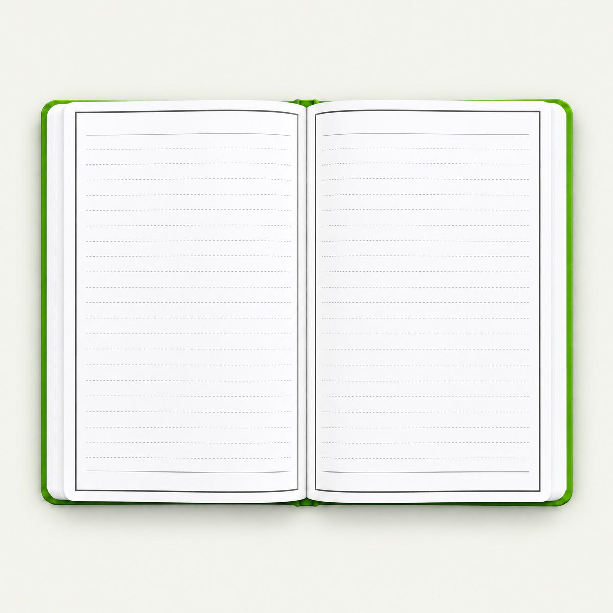 Infinote Classic Reusable Stone Paper AI Smart Notebook – Lime Green, open, ruled and blank pages