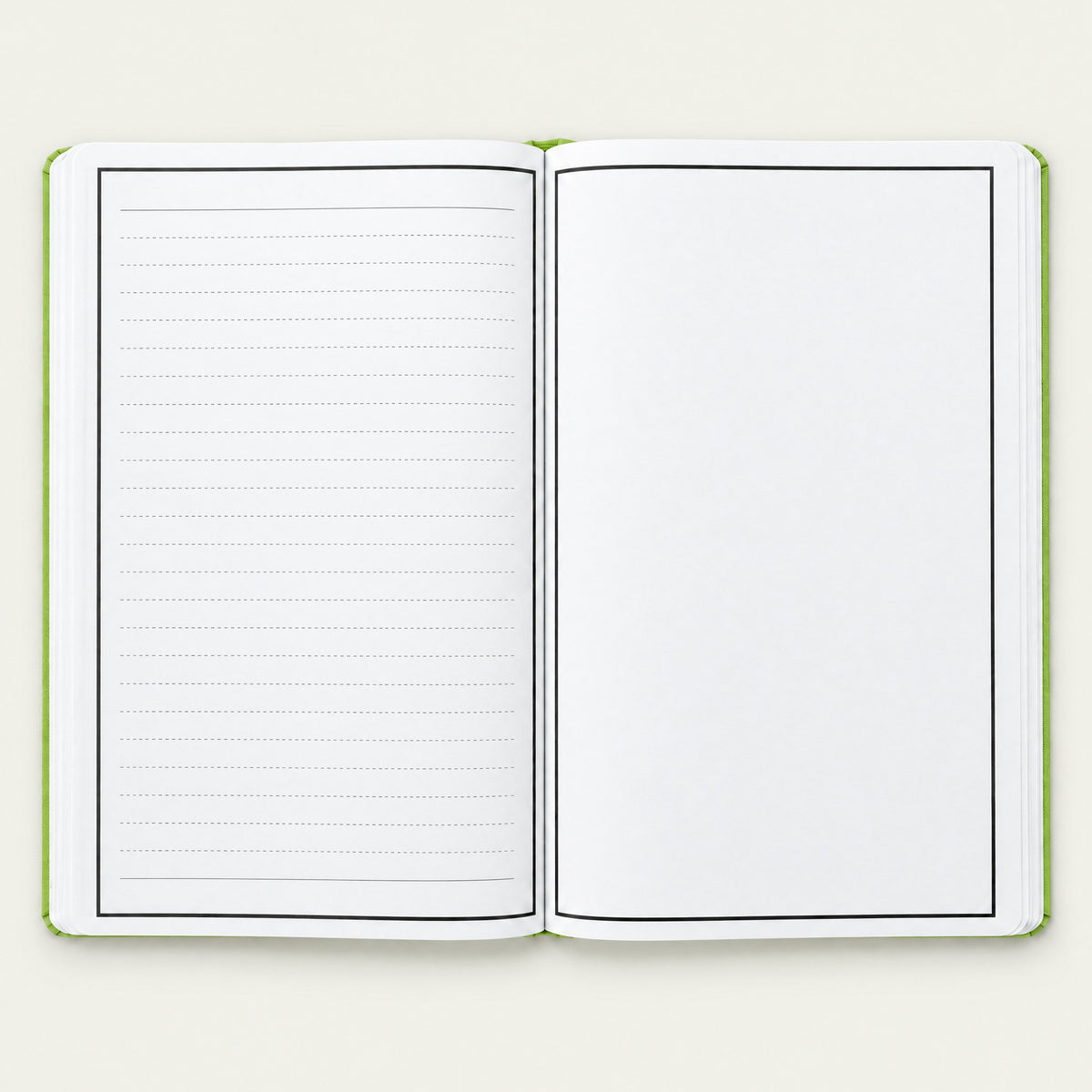 Infinote Classic Reusable Stone Paper AI Smart Notebook – Lime Green, open, ruled pages