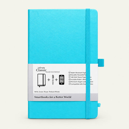 Infinote Classic Reusable Stone Paper AI Smart Notebook – Reef Blue, front view