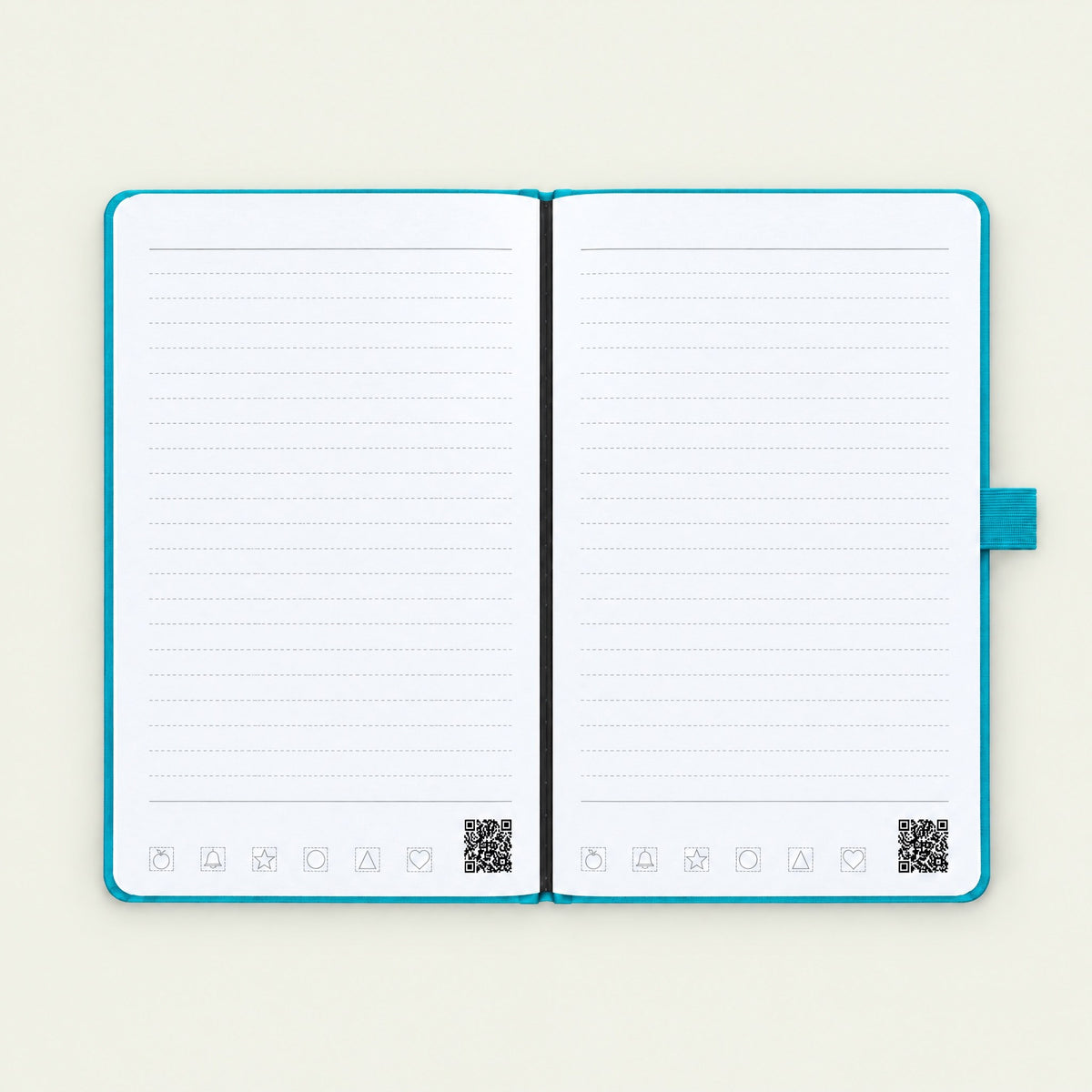 Infinote Classic Reusable Stone Paper AI Smart Notebook – Reef Blue, open, ruled pages