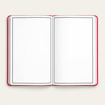 Infinote Classic Reusable Stone Paper AI Smart Notebook – Scarlet Red, open, blank pages