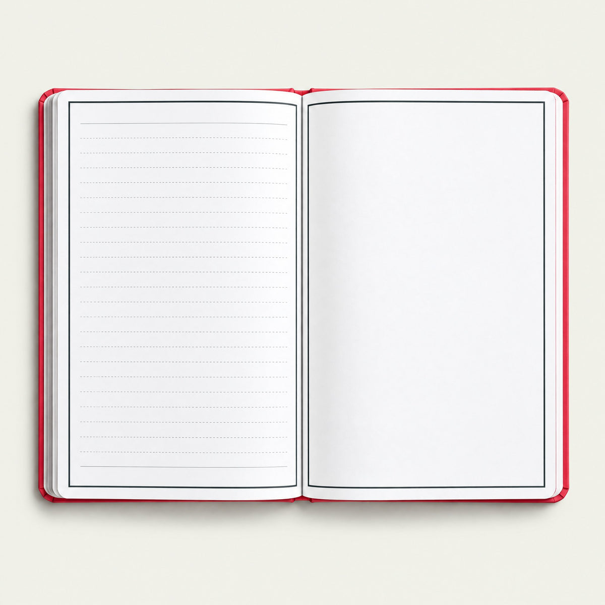 Infinote Classic Reusable Stone Paper AI Smart Notebook – Scarlet Red, open, ruled pages