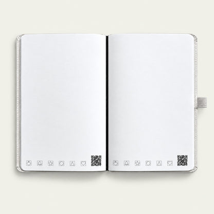 Infinote Classic Reusable Stone Paper AI Smart Notebook – White, open, blank pages