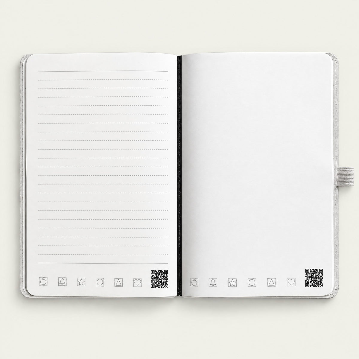 Infinote Classic Reusable Stone Paper AI Smart Notebook – White, open, ruled pages