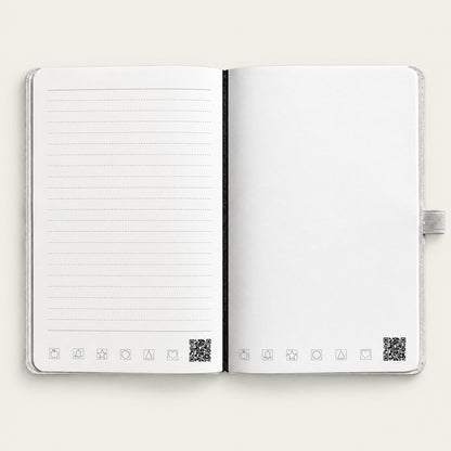 Infinote Classic Reusable Stone Paper AI Smart Notebook – White, open, ruled pages