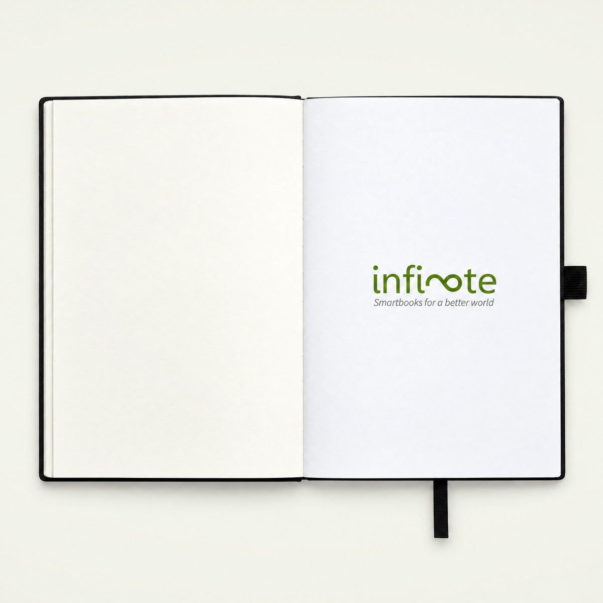 Infinote Classic Ribbed Reusable Stone Paper AI Smart Notebook – Black, Compact, branding page