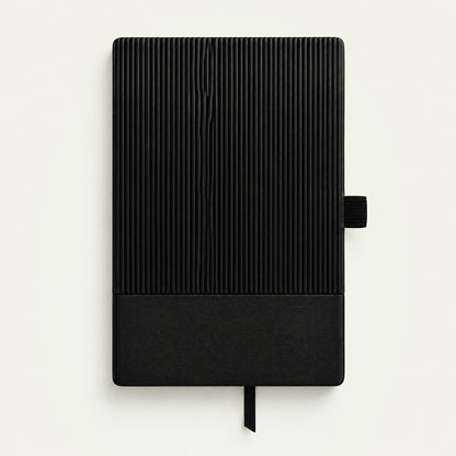 Infinote Classic Ribbed Reusable Stone Paper AI Smart Notebook – Black, Compact, front view