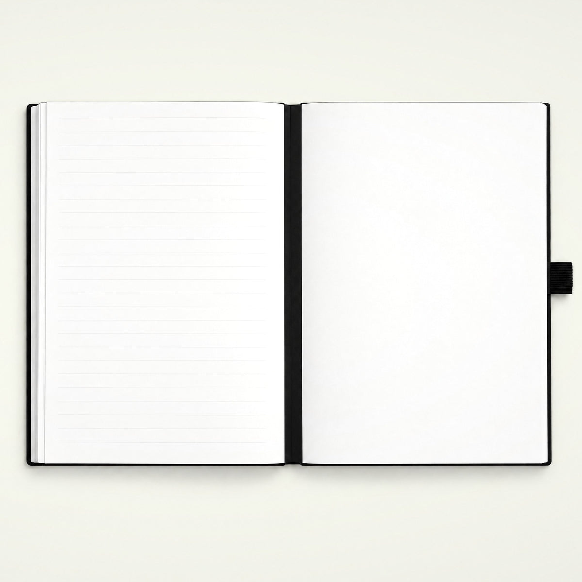 Infinote Classic Ribbed Reusable Stone Paper AI Smart Notebook – Black, Compact, open, blank pages
