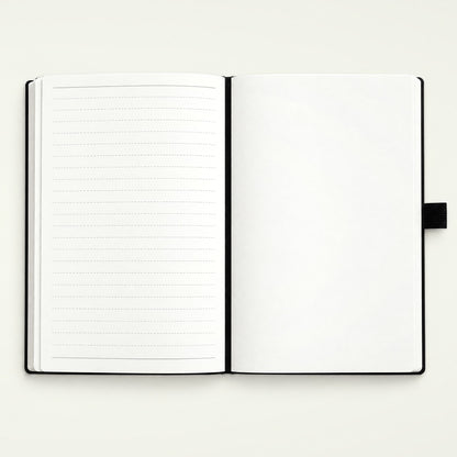 Infinote Classic Ribbed Reusable Stone Paper AI Smart Notebook – Black, Compact, open, ruled and blank pages