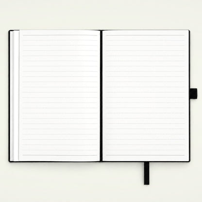 Infinote Classic Ribbed Reusable Stone Paper AI Smart Notebook – Black, Compact, open, ruled pages