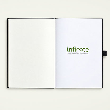Infinote Classic Ribbed Reusable Stone Paper AI Smart Notebook – Black, Large, branding page