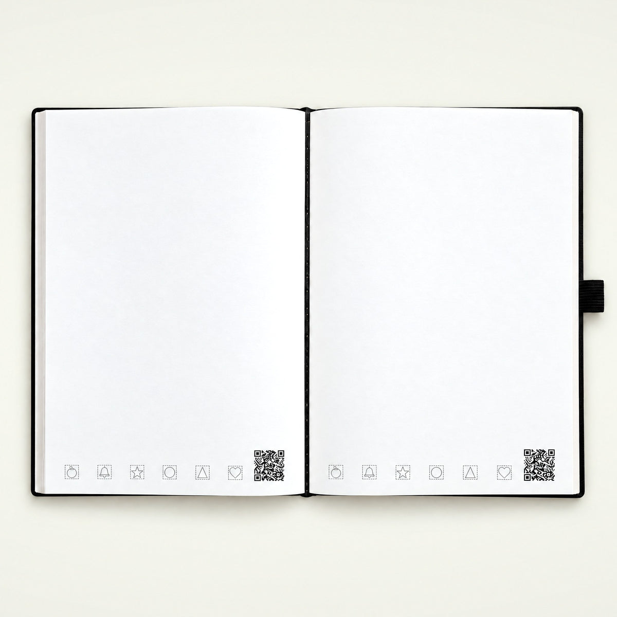 Infinote Classic Ribbed Reusable Stone Paper AI Smart Notebook – Black, Large, open, blank pages