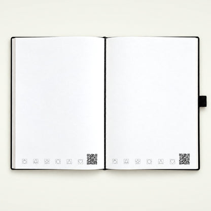 Infinote Classic Ribbed Reusable Stone Paper AI Smart Notebook – Black, Large, open, blank pages