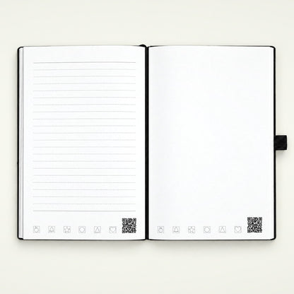 Infinote Classic Ribbed Reusable Stone Paper AI Smart Notebook – Black, Large, open, ruled and blank pages