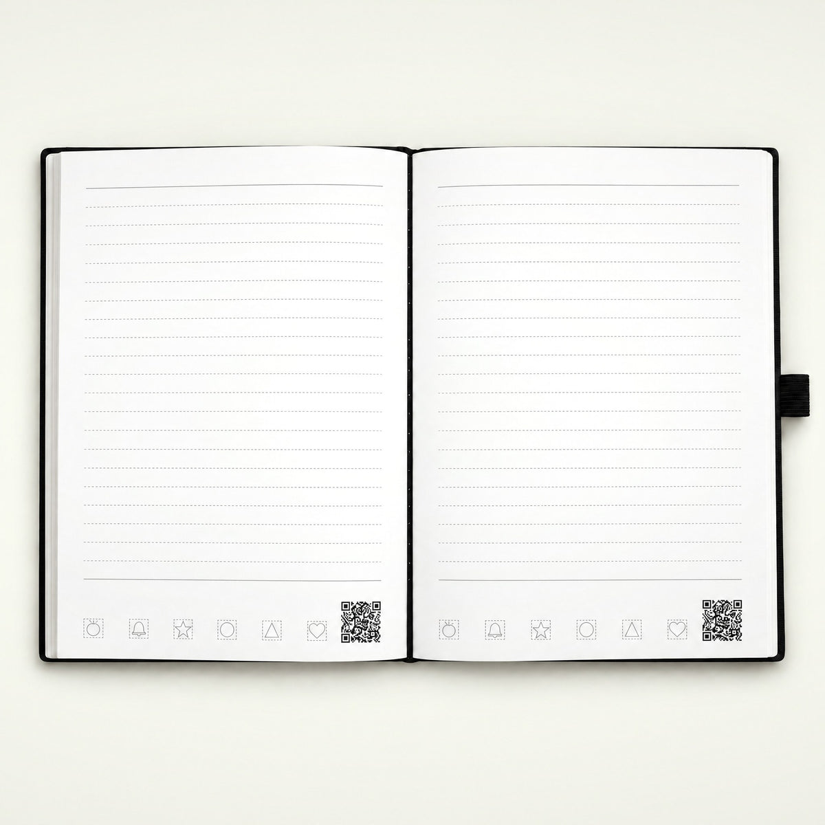 Infinote Classic Ribbed Reusable Stone Paper AI Smart Notebook – Black, Large, open, ruled pages