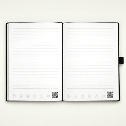 Infinote Classic Ribbed Reusable Stone Paper AI Smart Notebook – Black, Large, open, ruled pages