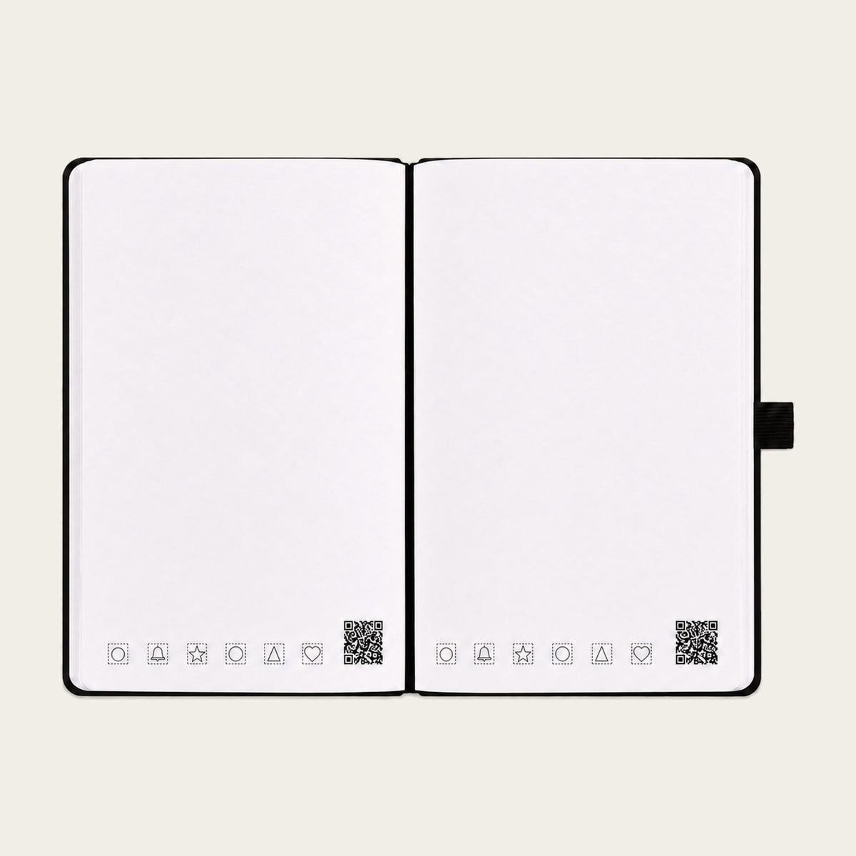 Infinote Classic Reusable Stone Paper AI Smart Notebook – Black, open blank pages