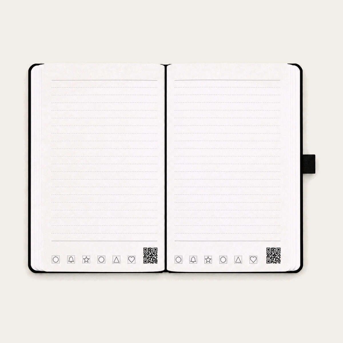 Infinote Classic Reusable Stone Paper AI Smart Notebook – Black, open ruled pages