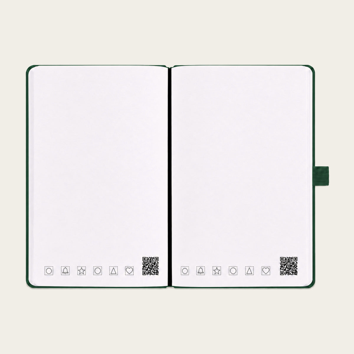 Infinote Classic Reusable Stone Paper AI Smart Notebook – Dark Green, open blank pages