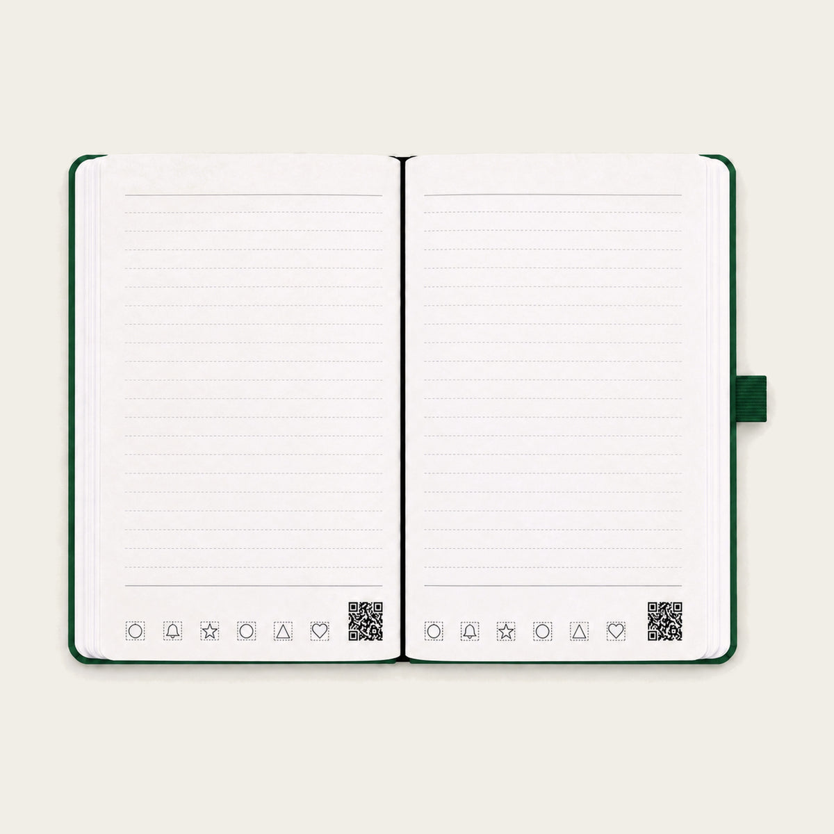 Infinote Classic Reusable Stone Paper AI Smart Notebook – Dark Green, open ruled pages